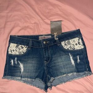 Denim Lace Shorts NEW